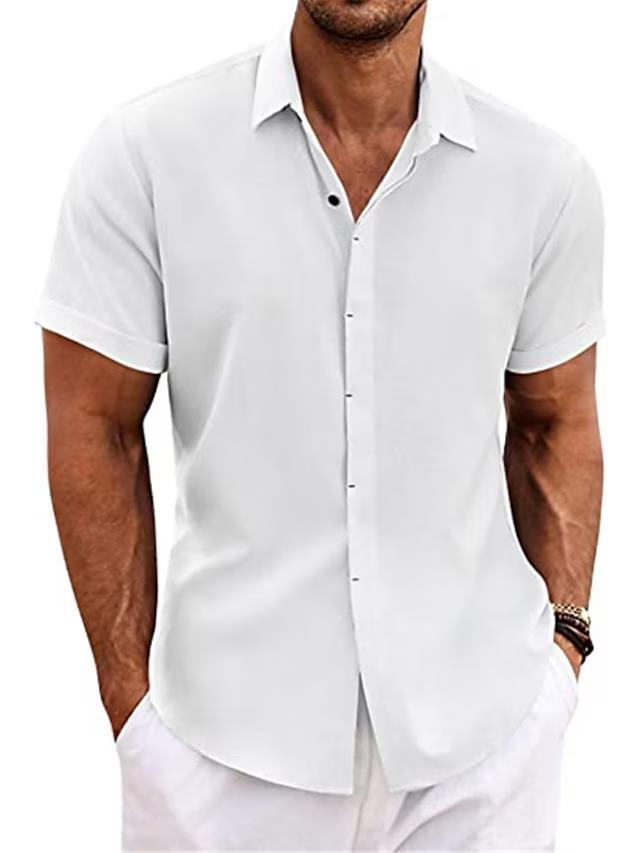 V-Neck Cotton/Linen Blend Shirt